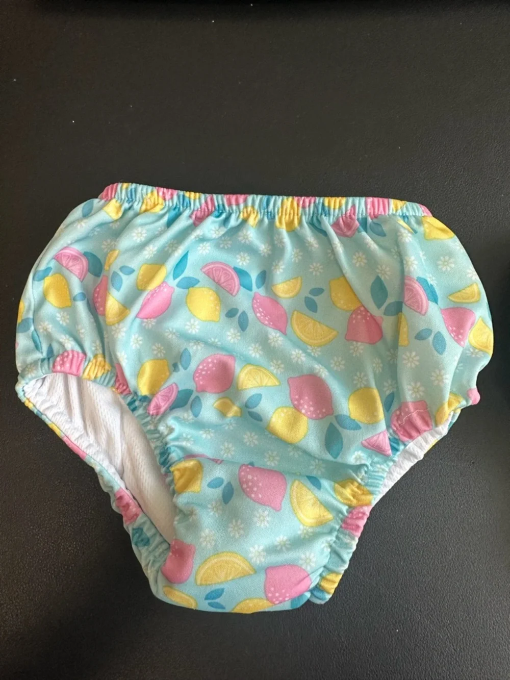Kids Swim Diaper Cover - Pastel Lemon & Pink on Aqua